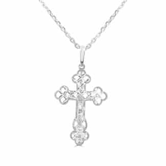 Devotion Meets Detail Ornate Orthodox Cross Pendant in White GoldWhite gold Orthodox cross pendant