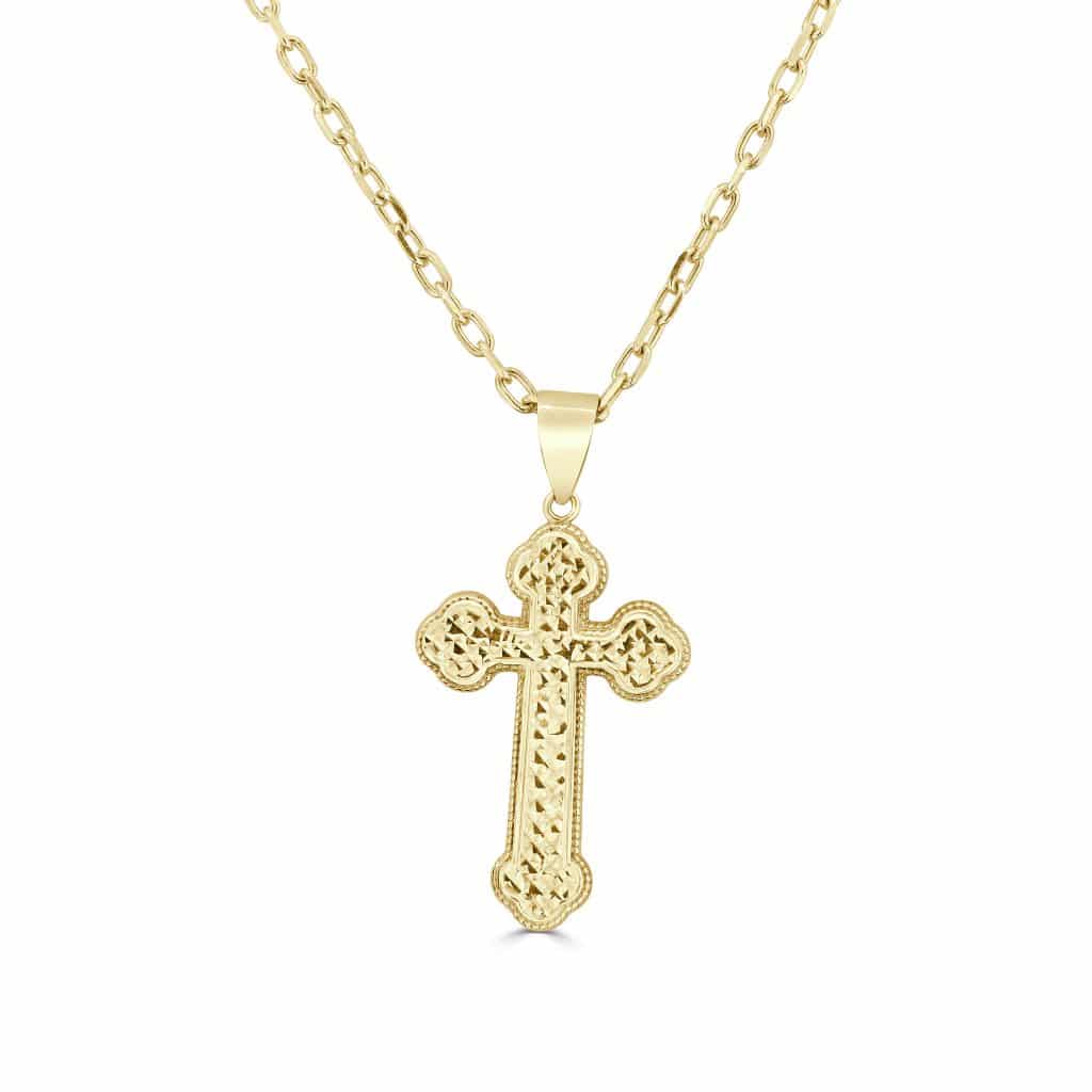 Yellow gold orthodox cross pendant