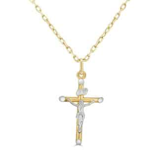 Sculpted Yellow & White Gold Cross PendantYellow white gold cross pendant