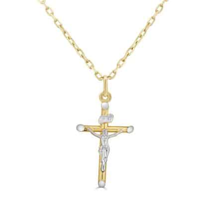 Yellow white gold cross pendant