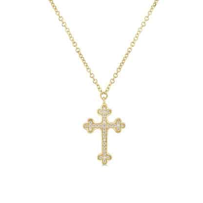 Orthodox cross necklace gold