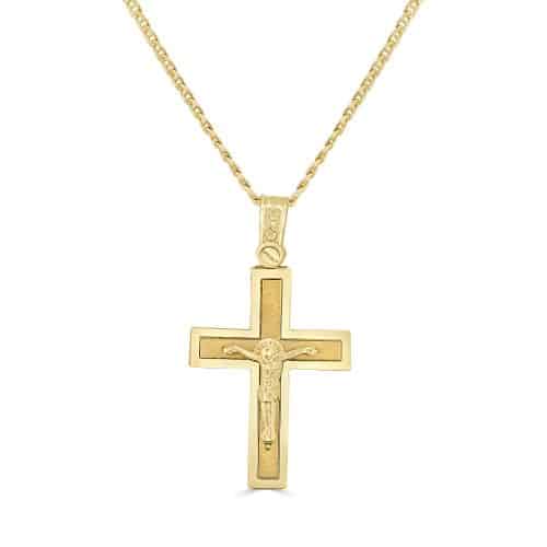 Cross Pendant Engraved Crucifix Design in 18Kt Gold