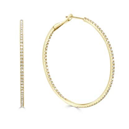 Yellow gold diamond hoop earrings