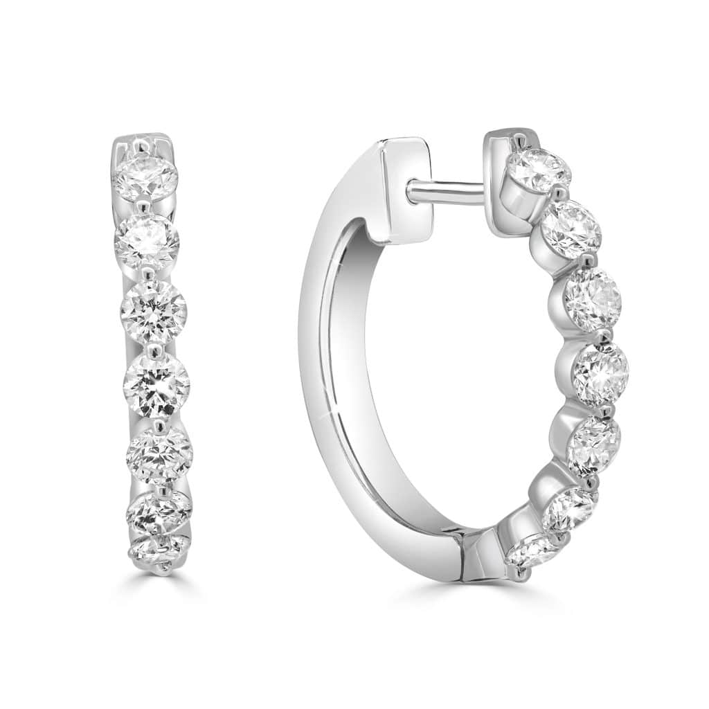 White gold diamond hoop earrings