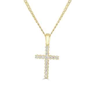 Sacred Shine Zirconia Cross PendantYellow gold zirconia cross pendant