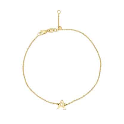 Gold initial bracelet A