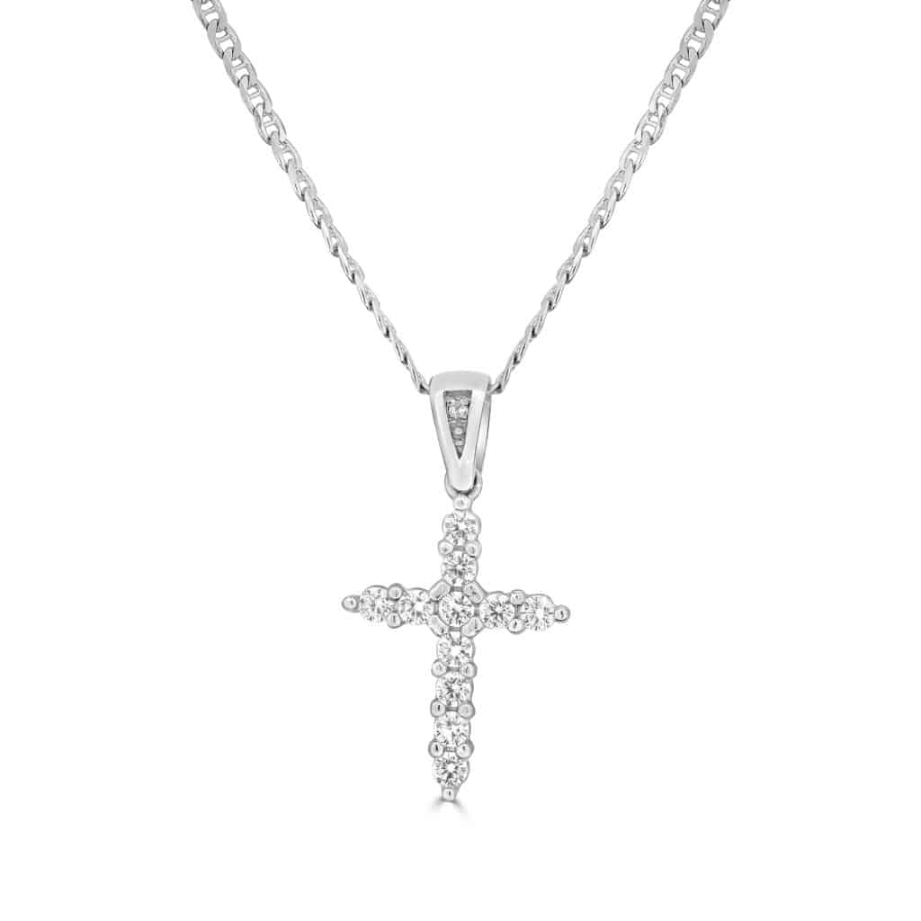 Cubic zirconia gold cross necklace