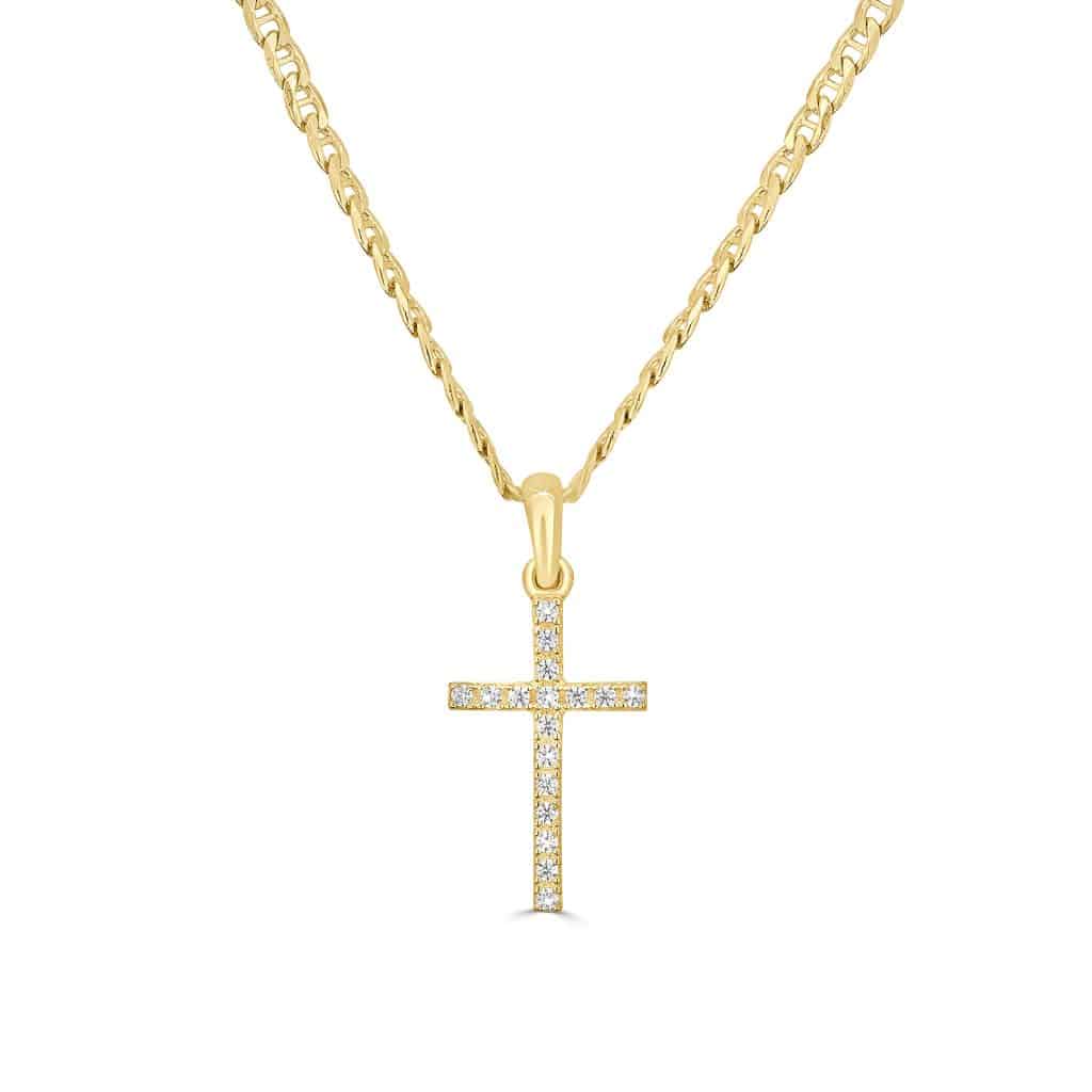 Small gold zirconia cross pendant