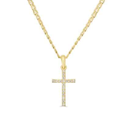 Small gold zirconia cross pendant