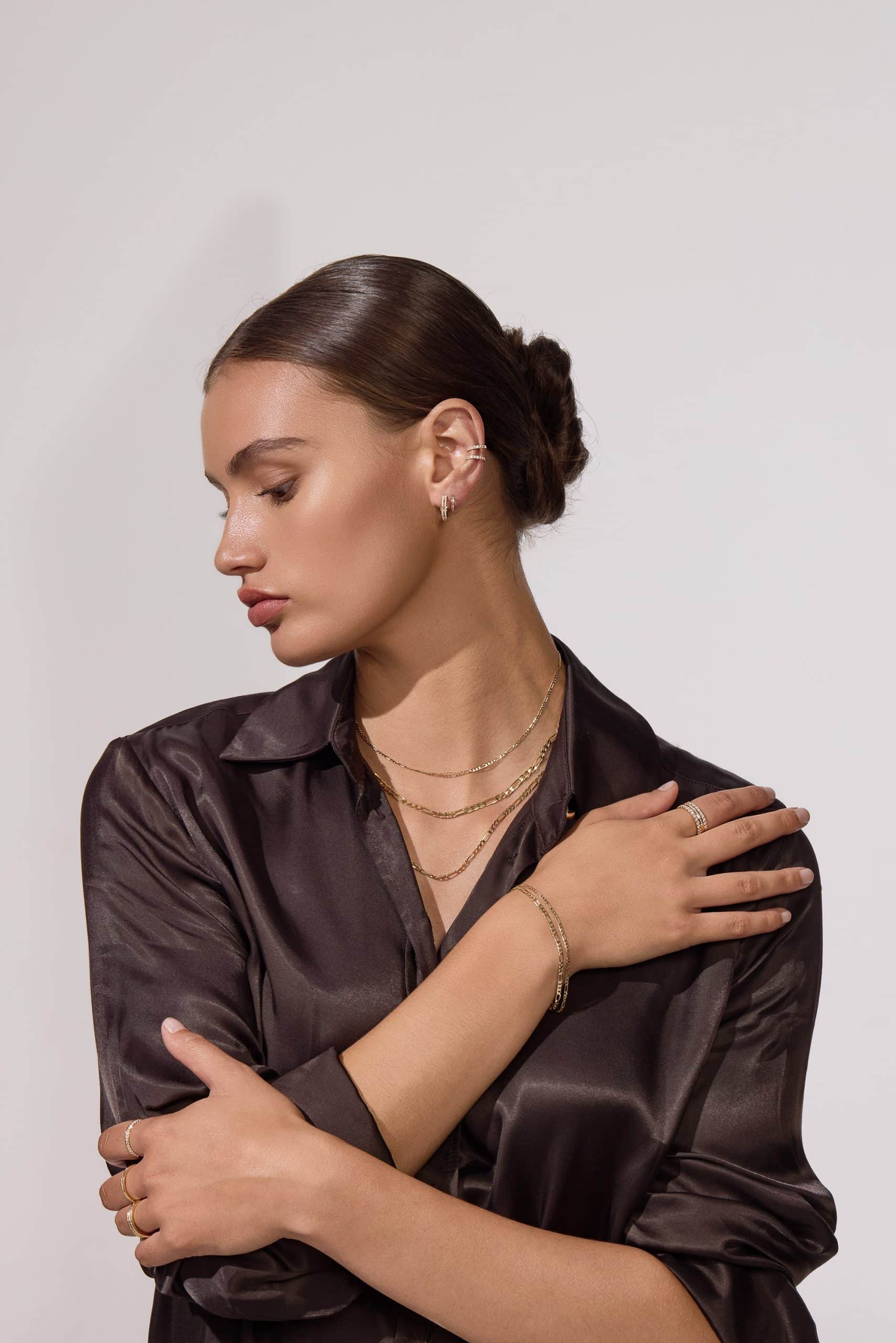 Elegant jewelry on a model