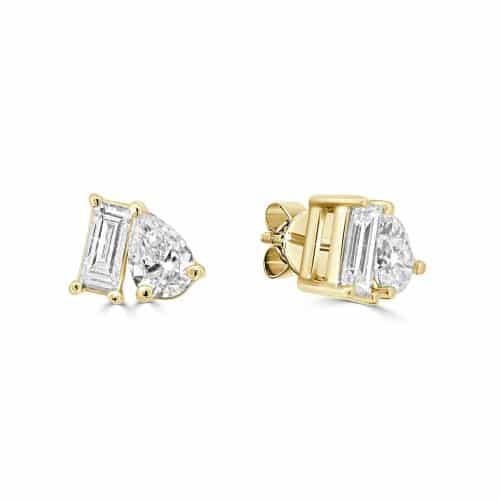 Toi et Moi Stud Earrings Yellow Gold