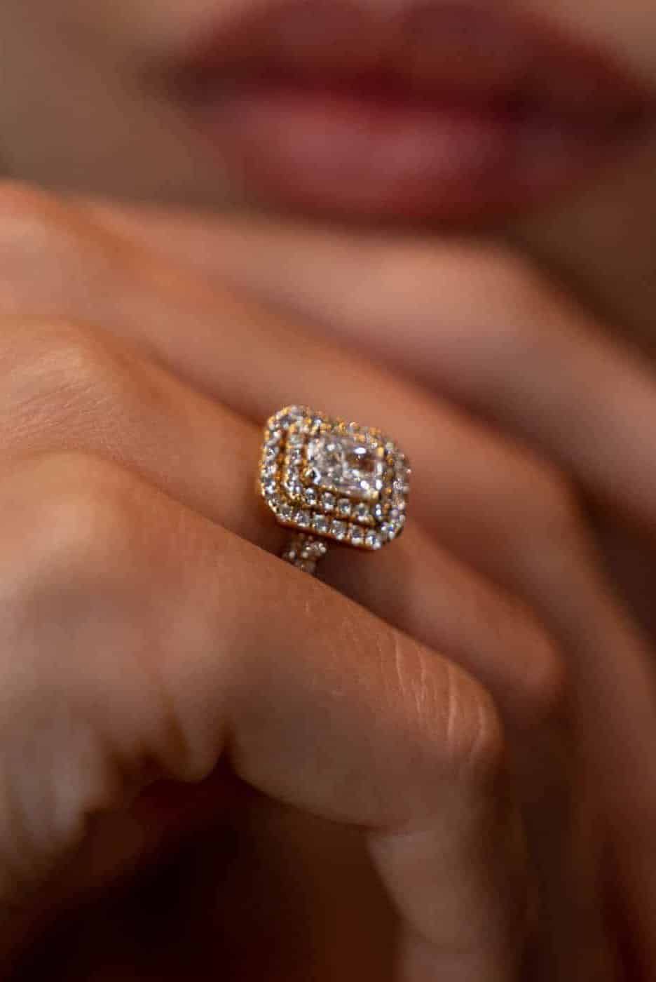 Elegant diamond ring on hand