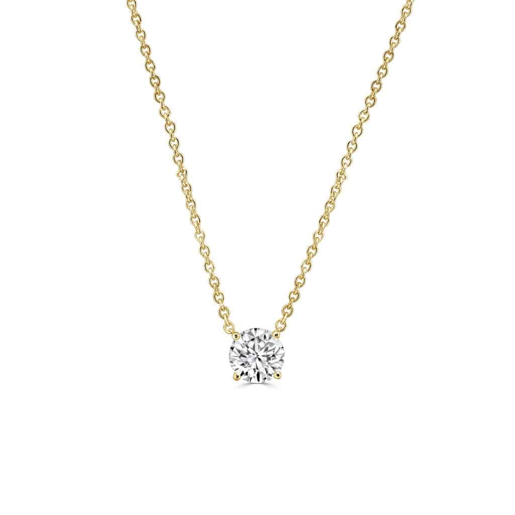 Single diamond necklace yellow gold