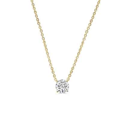 Single diamond necklace yellow gold