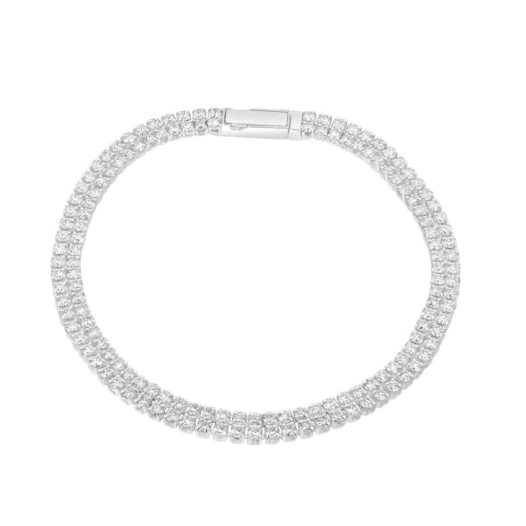 18 kt whait gold double rows tennis bracalet