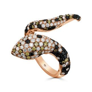 Serpent Dress Ringsnake diamond ring in rose gold