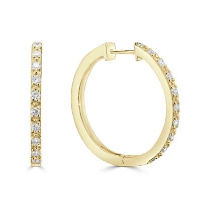 Round Cut Diamond Hoops