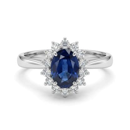 Oval Sapphire Ring with Floral Halo