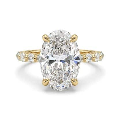 18 kt yellow gold oval cut lab diamond engagement ring