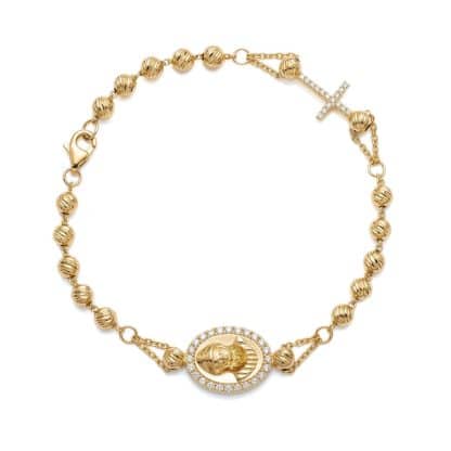 Rosary and St Charbel Bracelet in 18ct Yellow Gold
