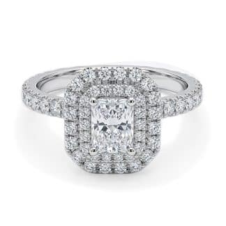 Radiant Cut Double Halo Engagement Ring18 kt white gold double halo radiant cut engagement ring