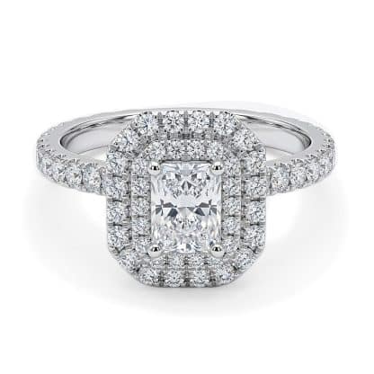 Radiant Cut Double Halo Engagement Ring