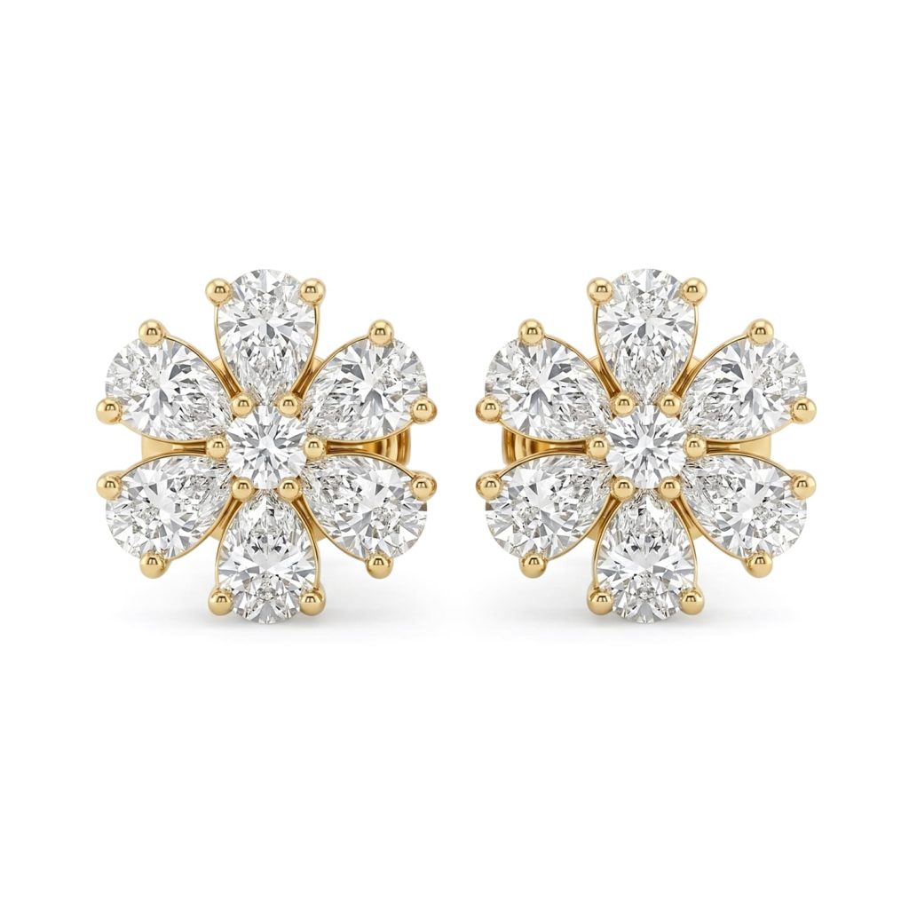 flower diamond stud earrings