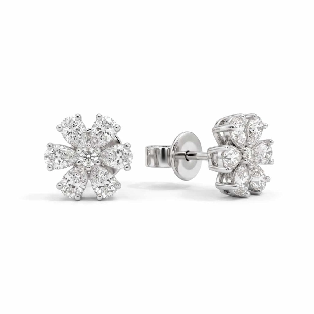 diamond flower stud earrings