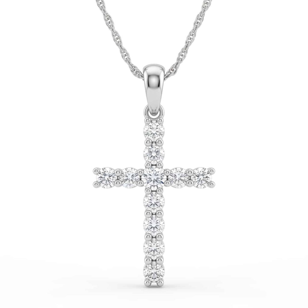 round diamond cross pendant