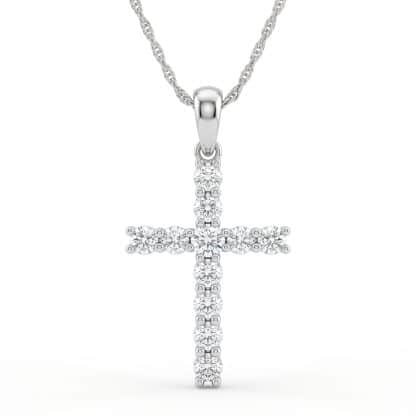 round diamond cross pendant