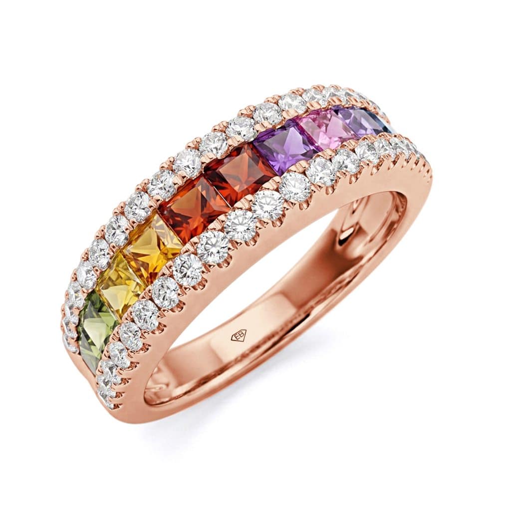 RAINBOW SAPPHIRE RING IN ROSE GOLD