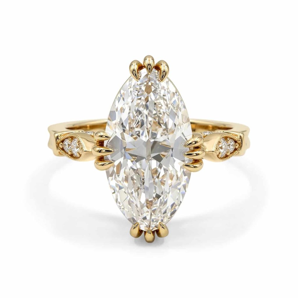 Moval diamond ring yellow gold