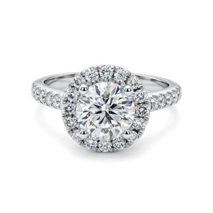 Diamond halo ring white gold