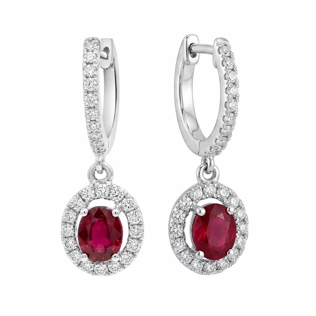 Oval Ruby Drop Earrings
