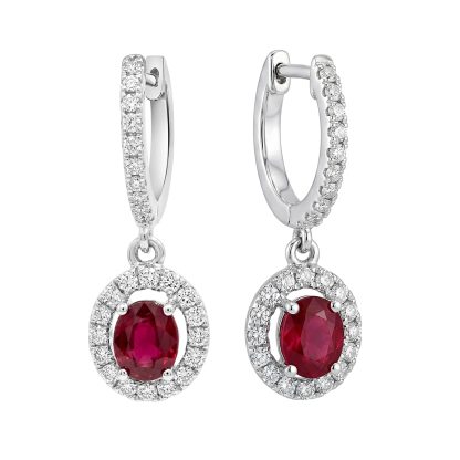 Oval Ruby Drop Earrings