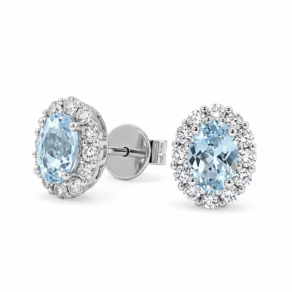 Aquamarine and Diamond Studs