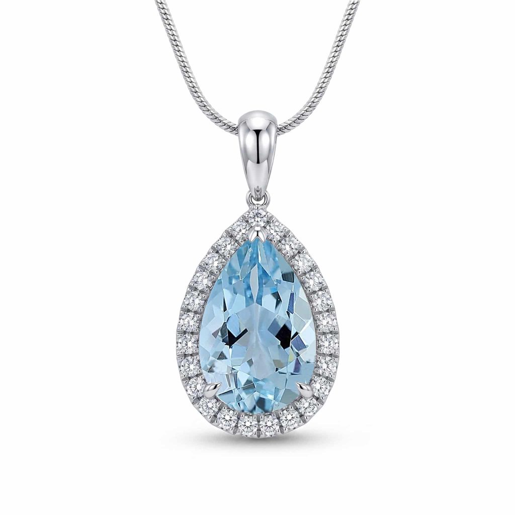 Aquamarine and Diamond Pendant