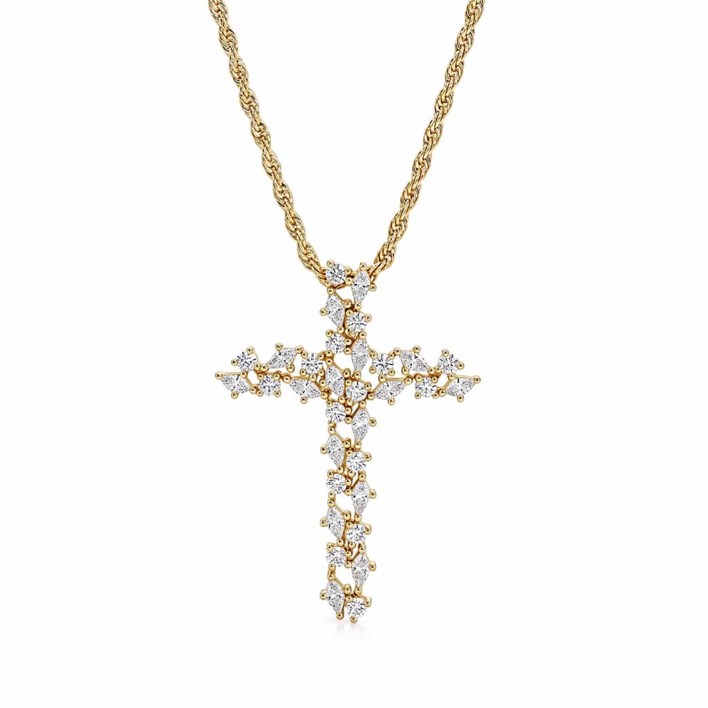 yellow gold diamond cross