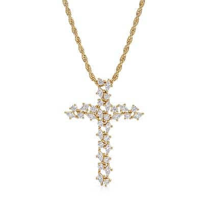 yellow gold diamond cross