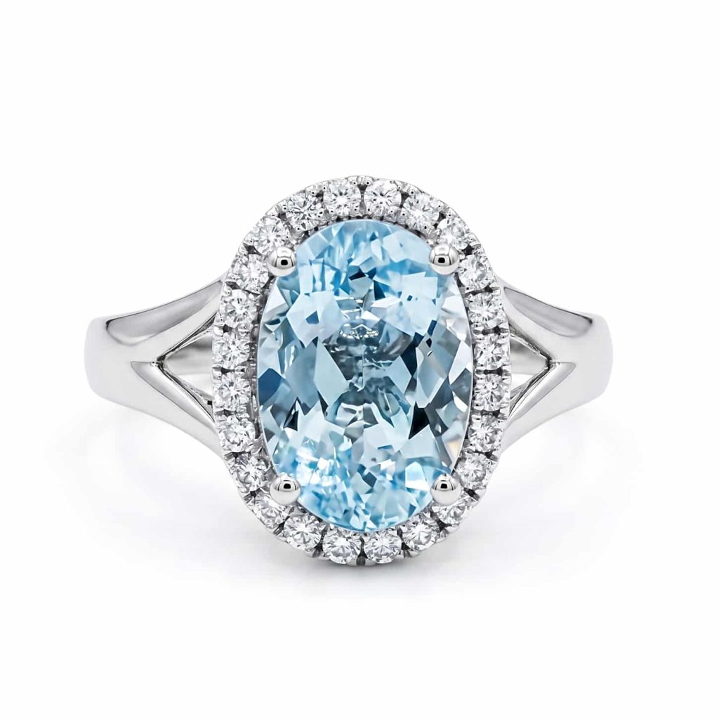 Oval Aquamarine Engagement Ring