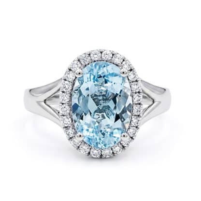 Oval Aquamarine Engagement Ring