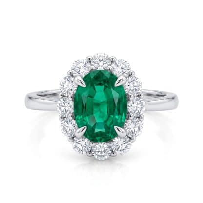 Oval Cut Emerald and Diamond Ring