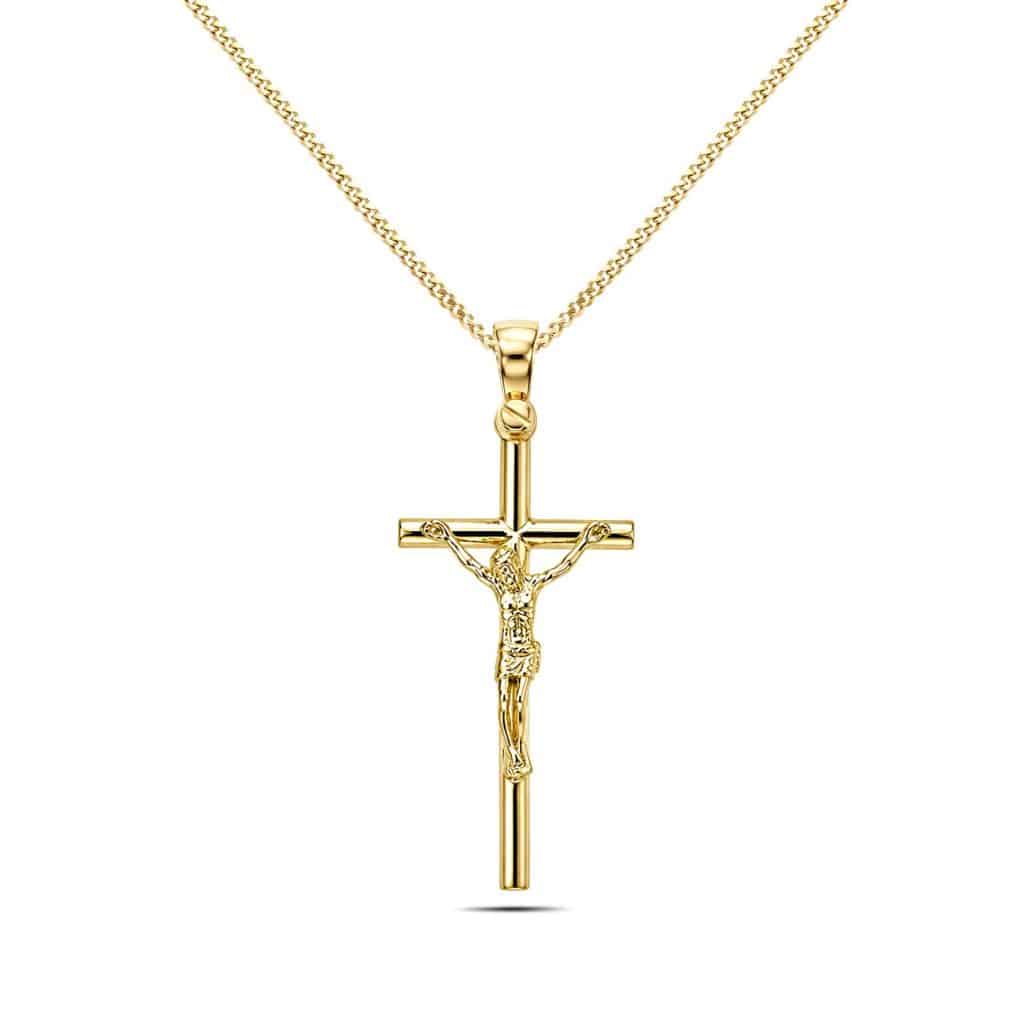 Slim gold crucifix pendant