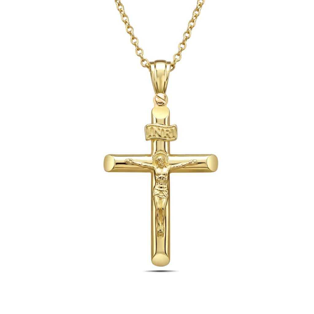 Mens gold crucifix pendant