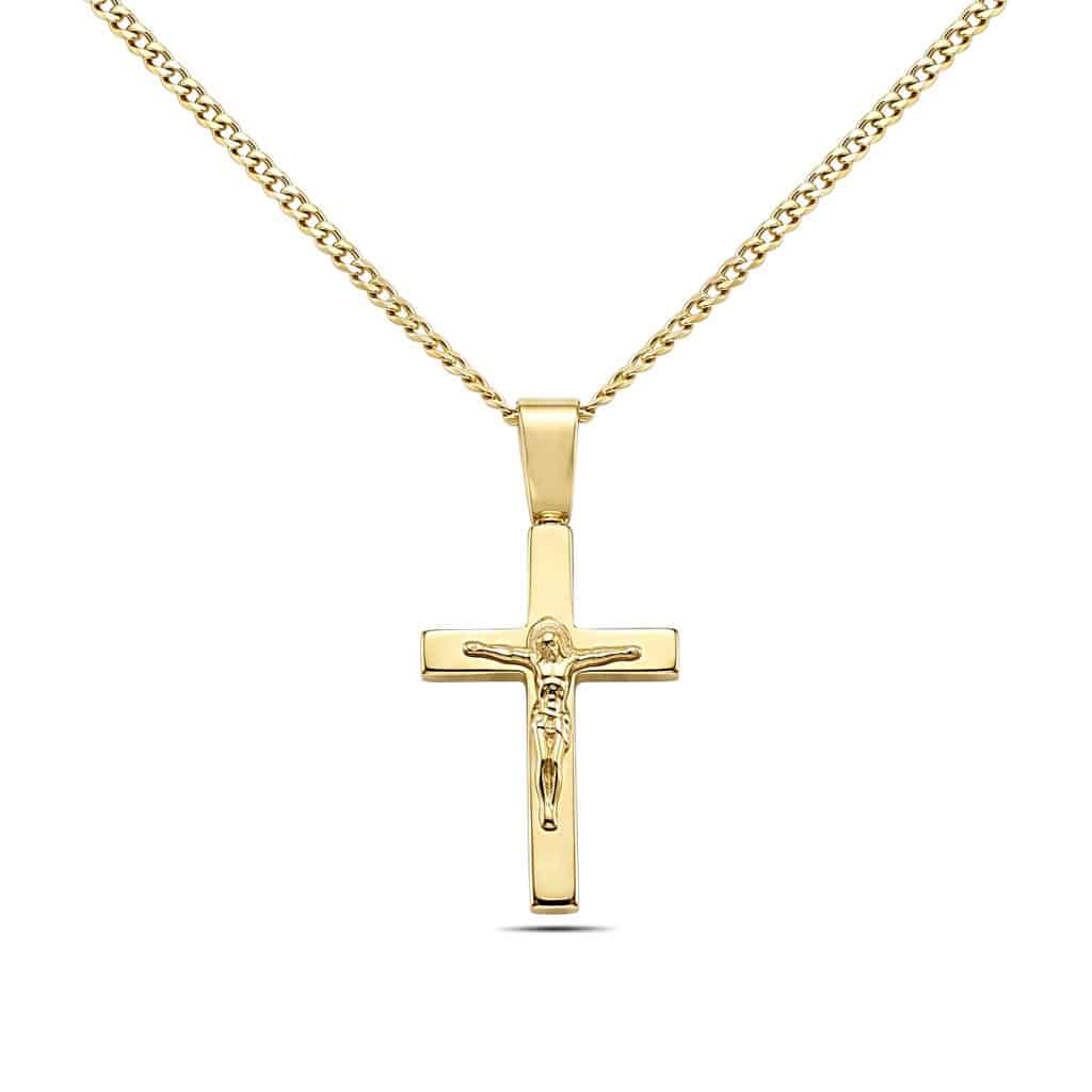 Mens 18ct gold crucifix pendant