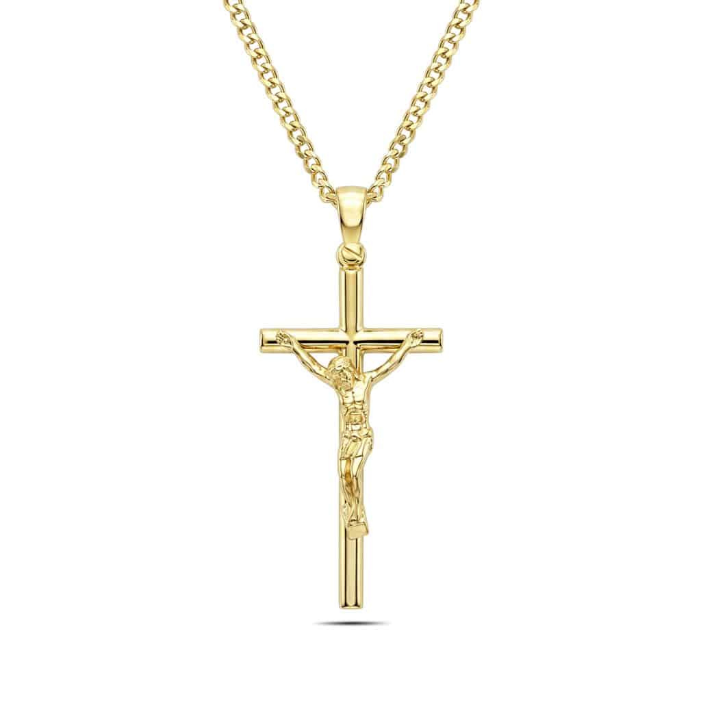 Long 18ct gold crucifix pendant