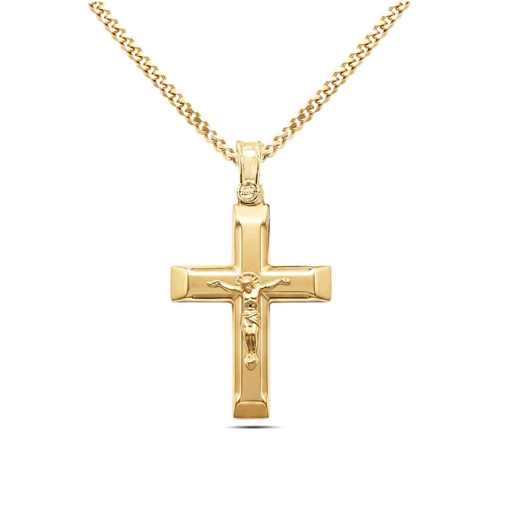 Polished gold crucifix pendant