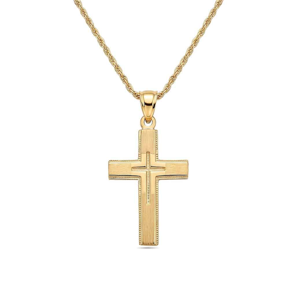 Mens gold cross pendant