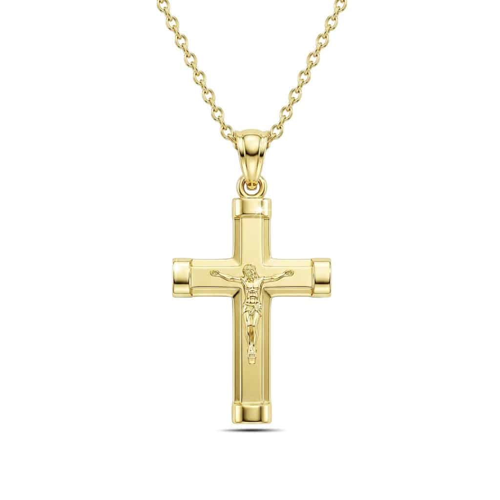 Layered gold crucifix pendant