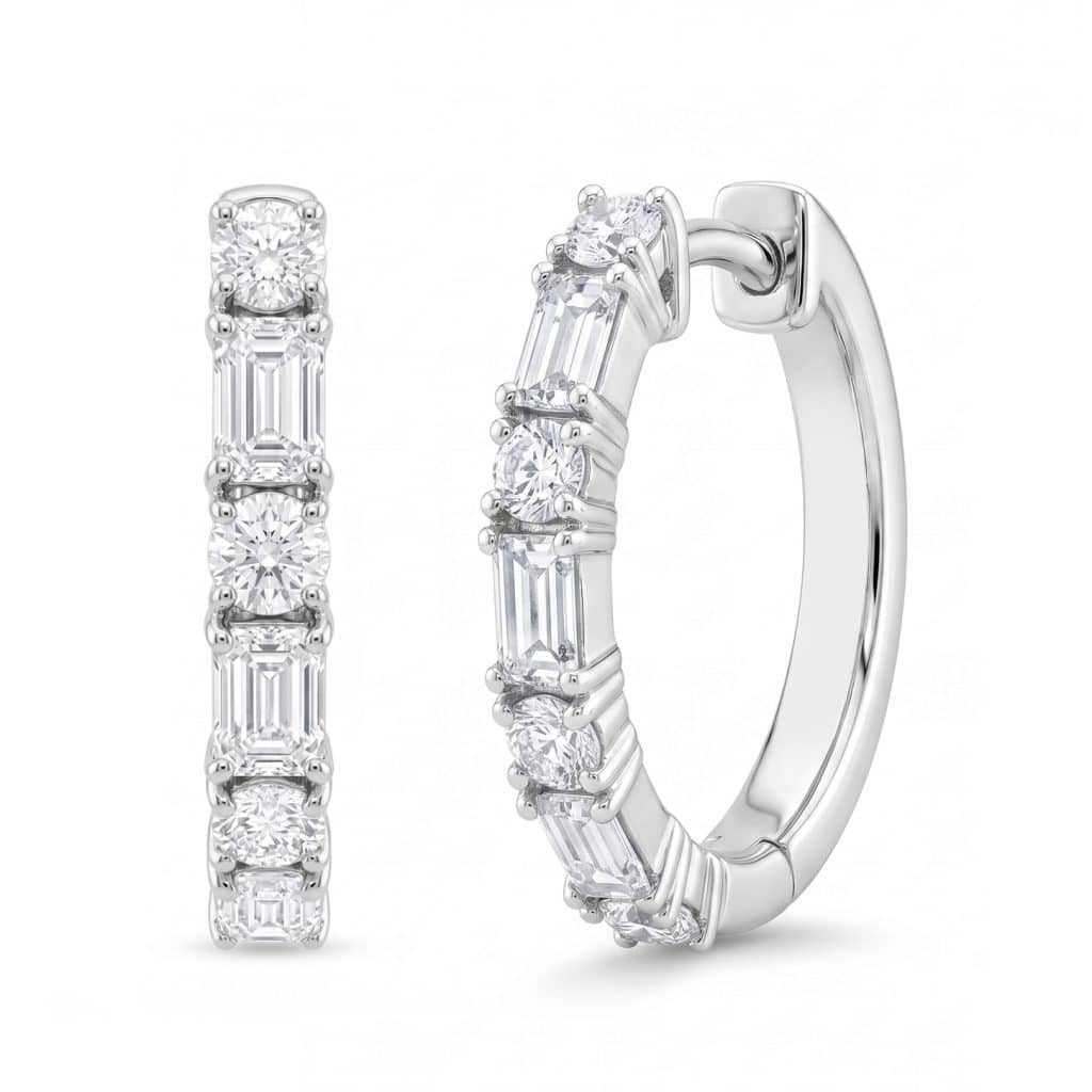 Baguette diamond hoop earrings